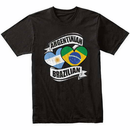 Argentinian Brazilian Hearts Argentina Brazil Flags T-Shirt