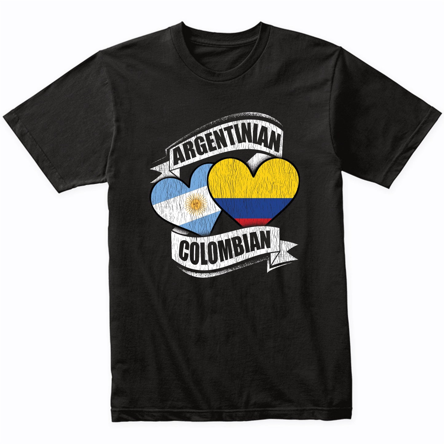 Argentinian Colombian Hearts Argentina Colombia Flags T-Shirt