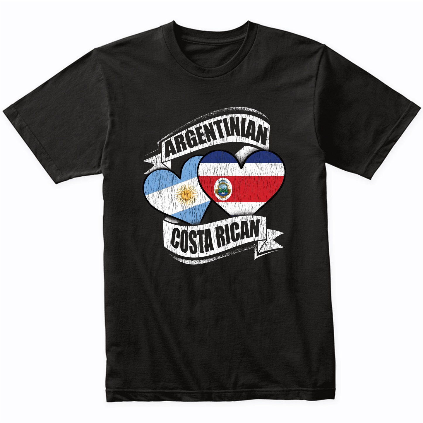Argentinian Costa Rican Hearts Argentina Costa Rica Flags T-Shirt