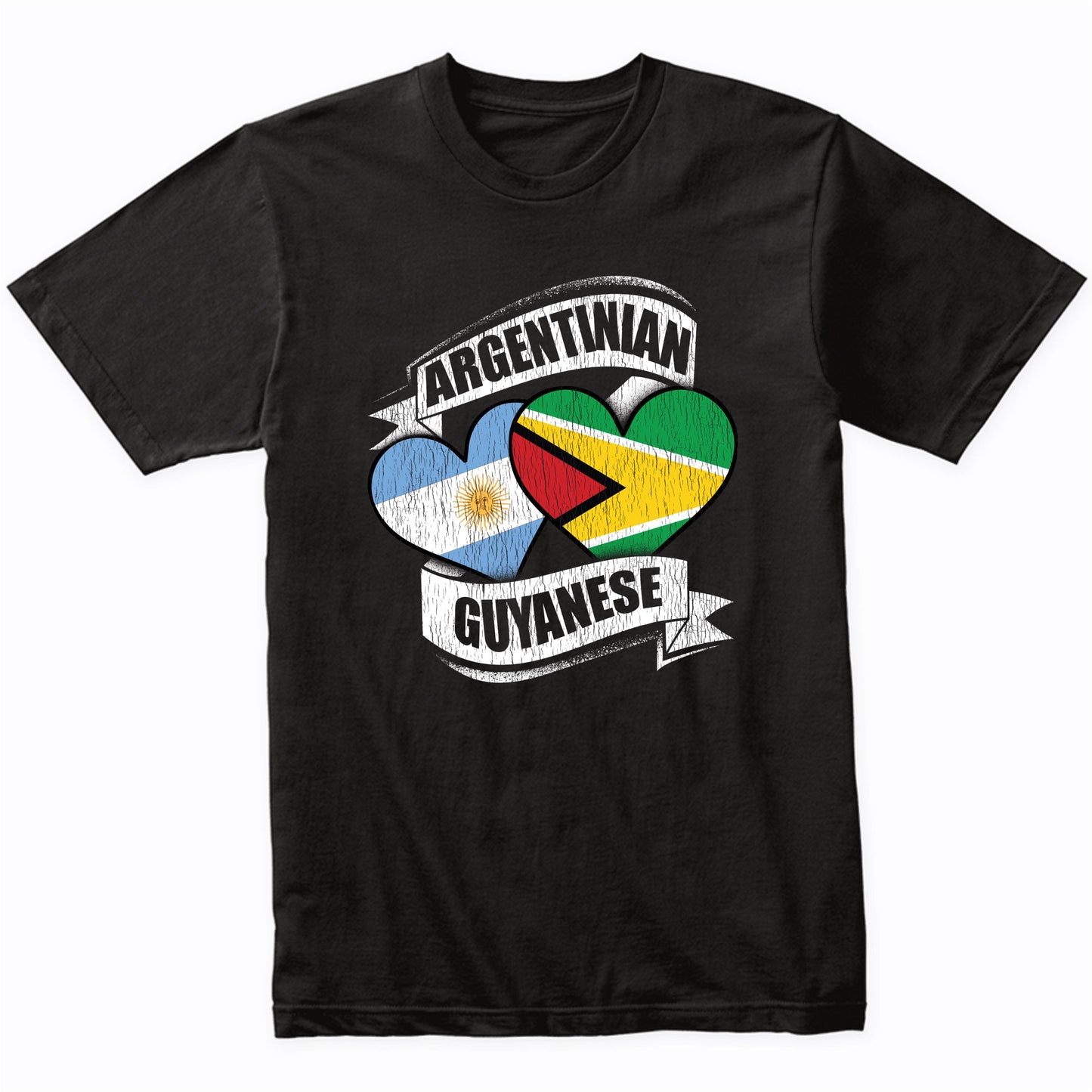 Argentinian Guyanese Hearts Argentina Guyana Flags T-Shirt