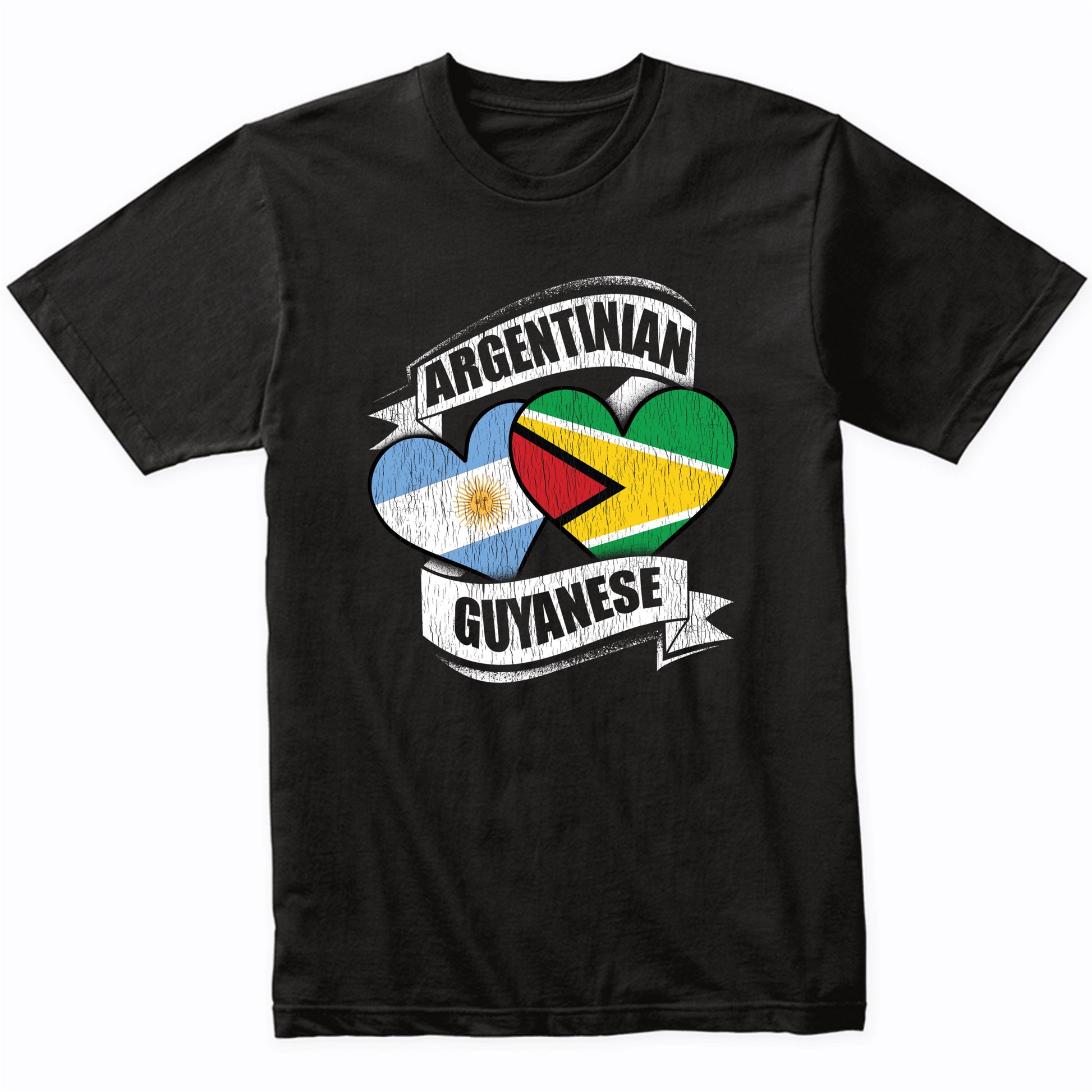 Argentinian Guyanese Hearts Argentina Guyana Flags T-Shirt