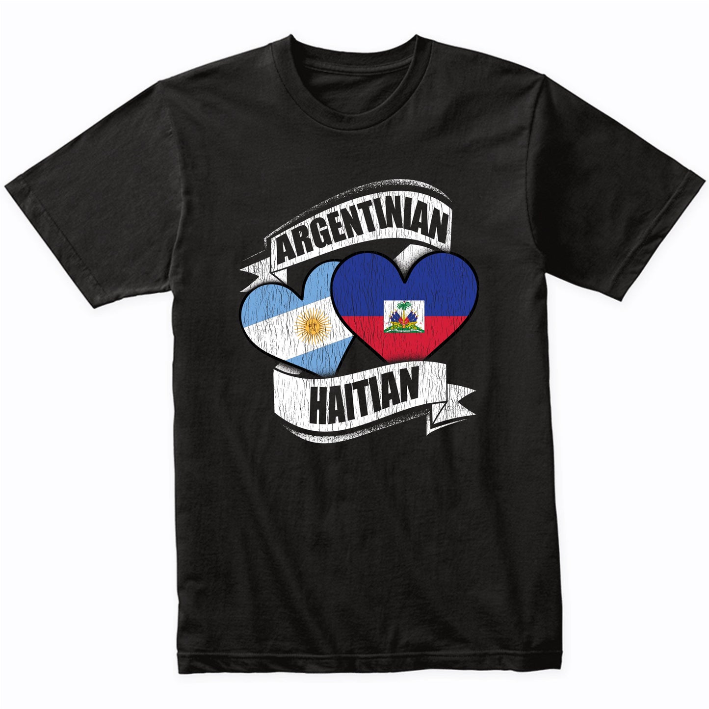 Argentinian Haitian Hearts Argentina Haiti Flags T-Shirt
