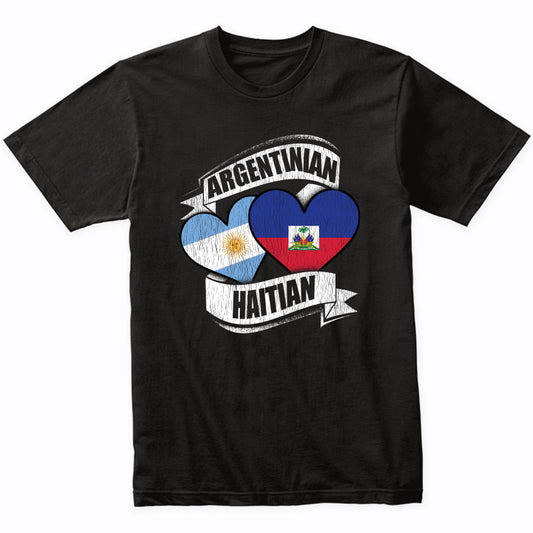 Argentinian Haitian Hearts Argentina Haiti Flags T-Shirt