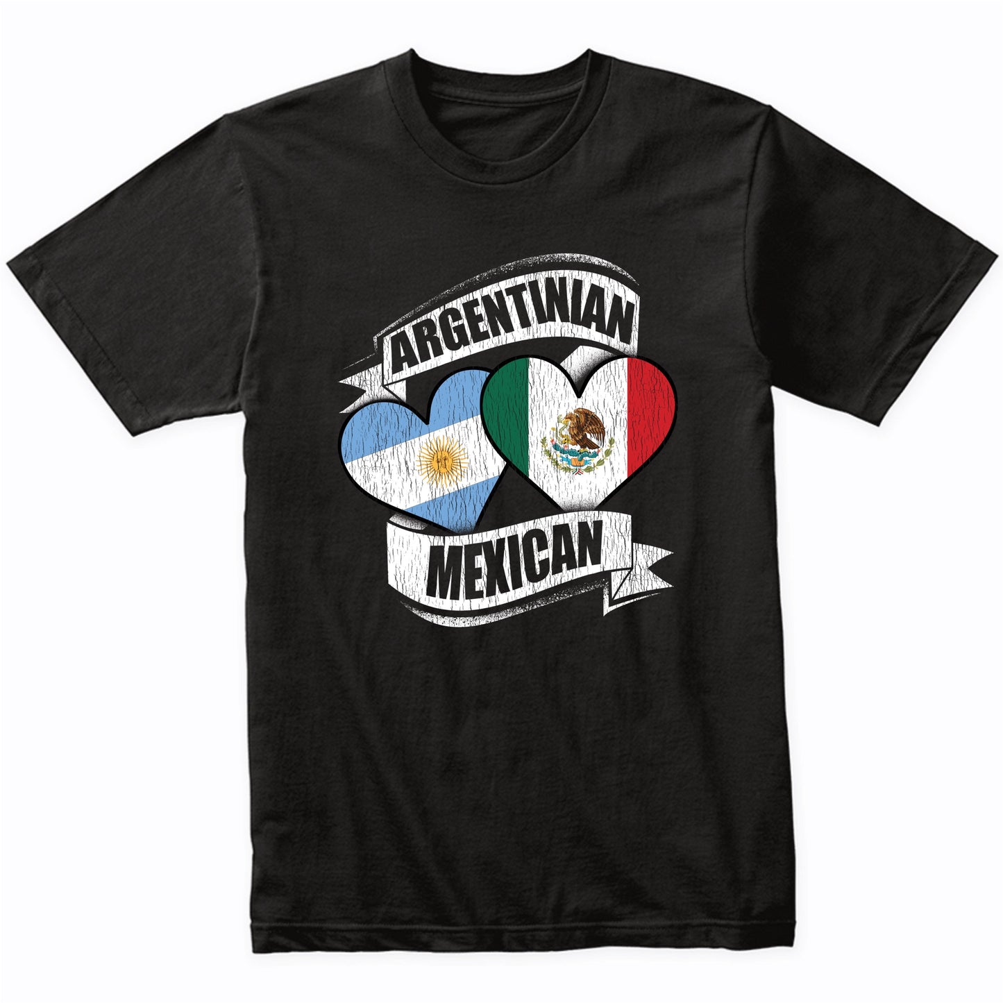 Argentinian Mexican Hearts Argentina Mexico Flags T-Shirt