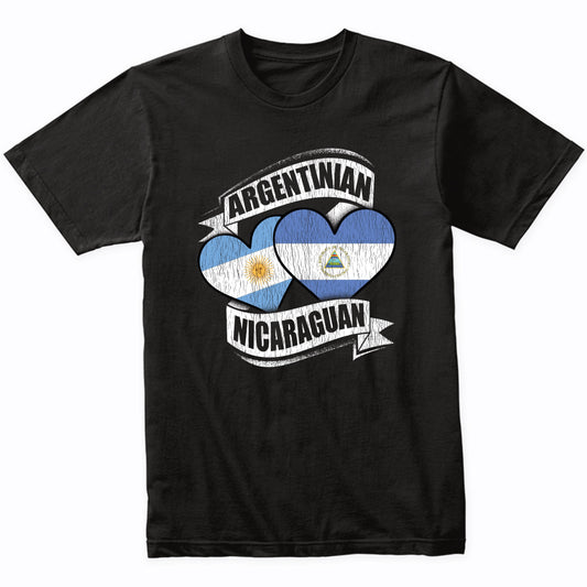 Argentinian Nicaraguan Hearts Argentina Nicaragua Flags T-Shirt