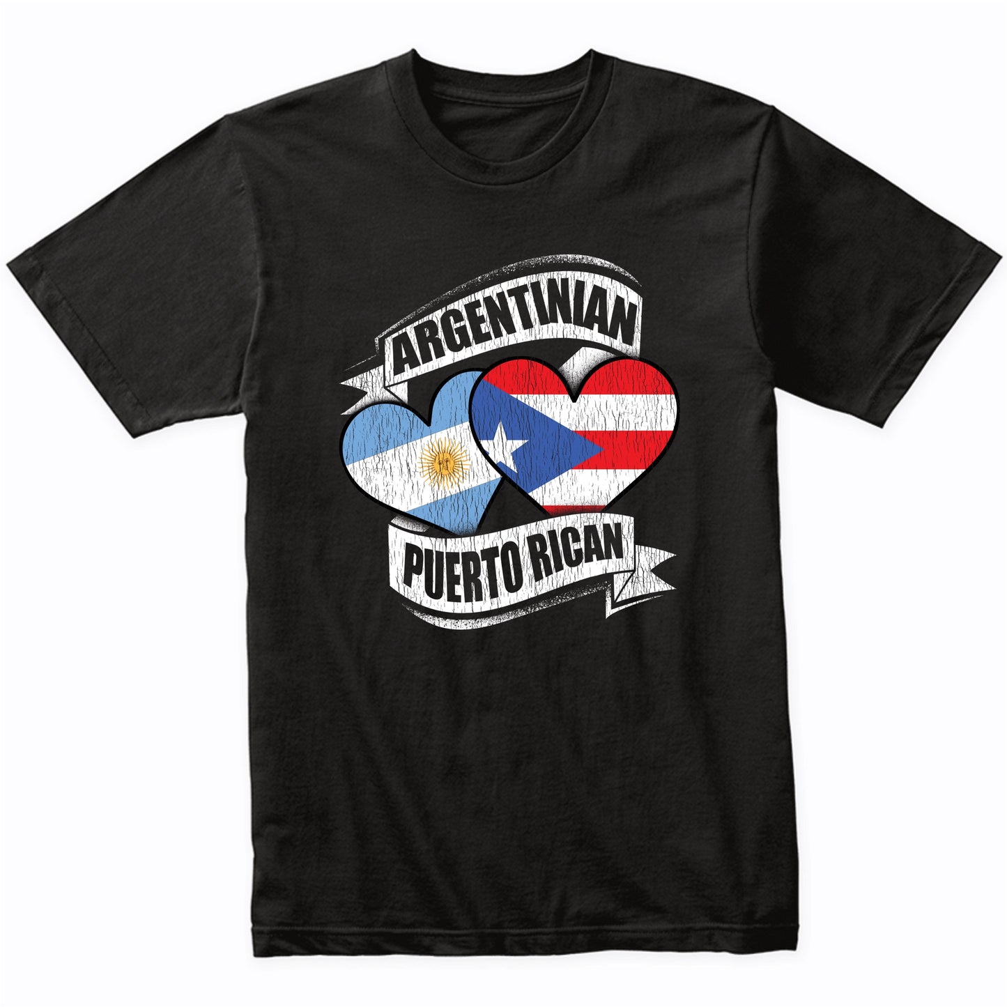 Argentinian Puerto Rican Hearts Argentina Puerto Rico Flags T-Shirt