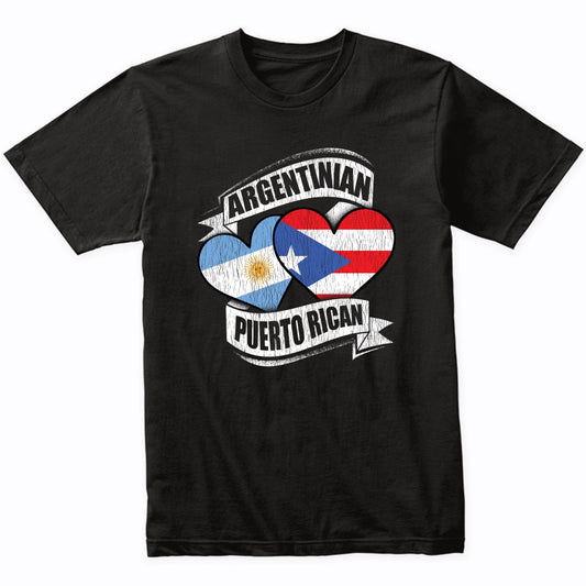 Argentinian Puerto Rican Hearts Argentina Puerto Rico Flags T-Shirt