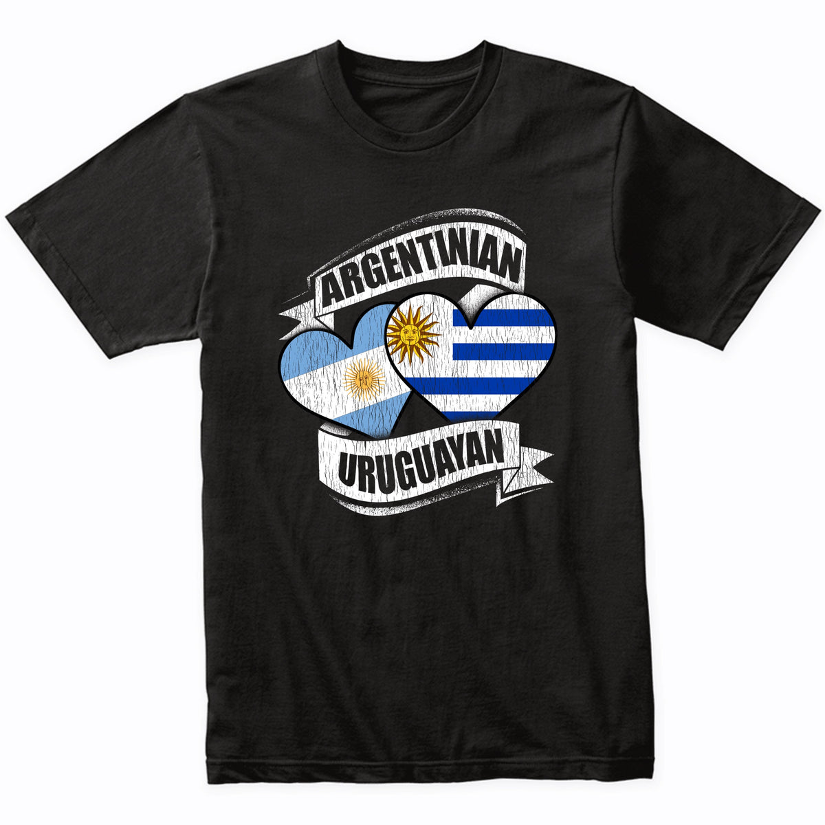 Argentinian Uruguayan Hearts Argentina Uruguay Flags T-Shirt