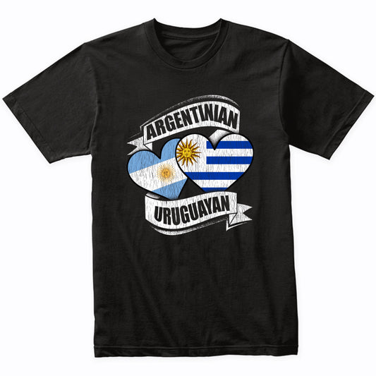 Argentinian Uruguayan Hearts Argentina Uruguay Flags T-Shirt
