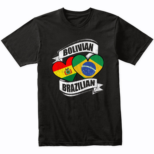 Bolivian Brazilian Hearts Bolivia Brazil Flags T-Shirt