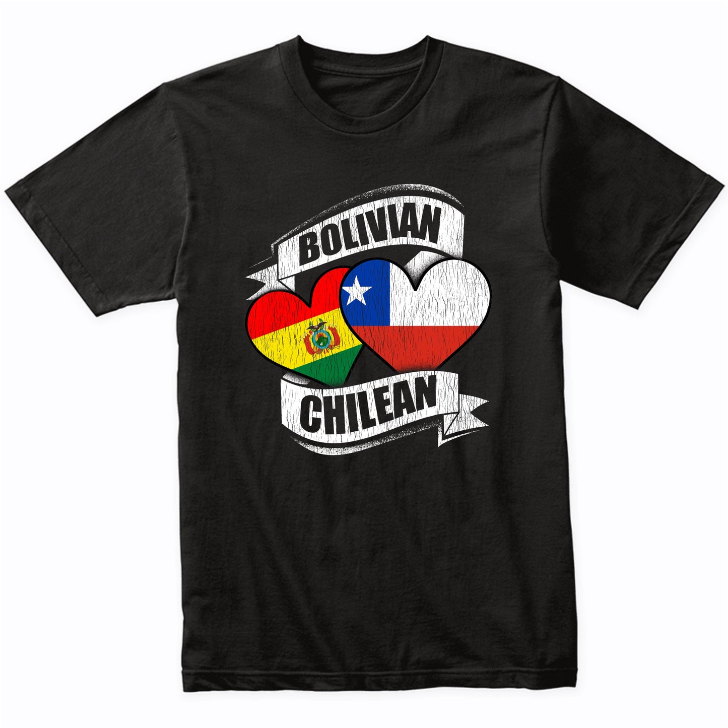 Bolivian Chilean Hearts Bolivia Chile Flags T-Shirt