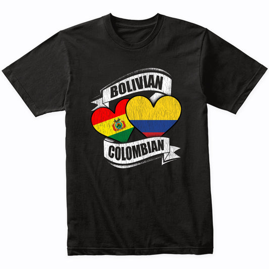 Bolivian Colombian Hearts Bolivia Colombia Flags T-Shirt