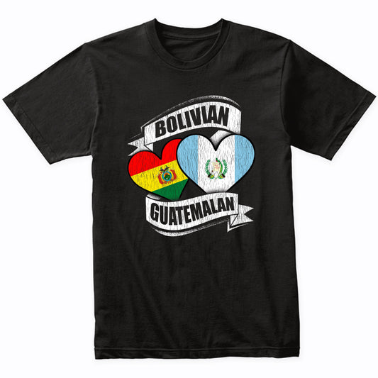 Bolivian Guatemalan Hearts Bolivia Guatemala Flags T-Shirt