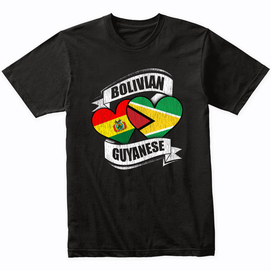 Bolivian Guyanese Hearts Bolivia Guyana Flags T-Shirt