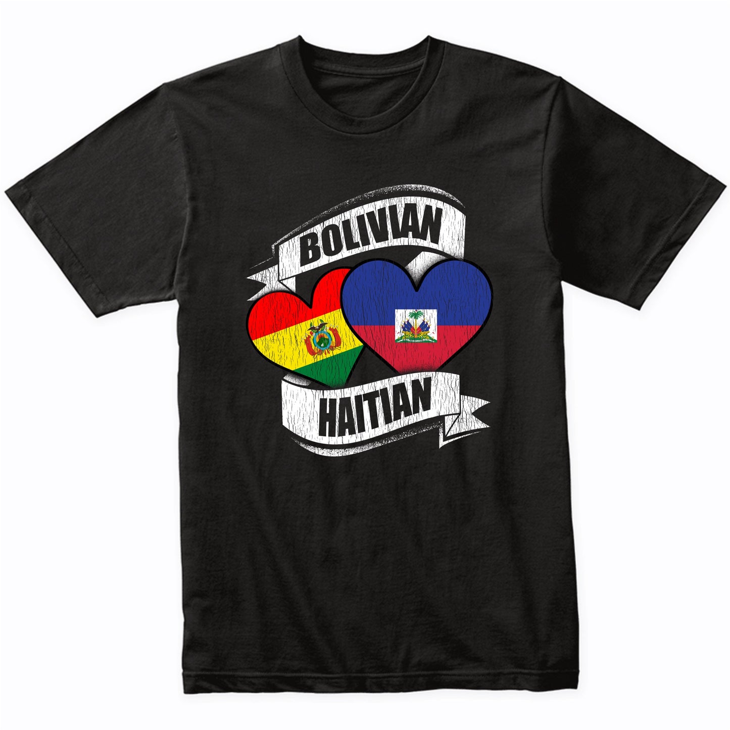 Bolivian Haitian Hearts Bolivia Haiti Flags T-Shirt