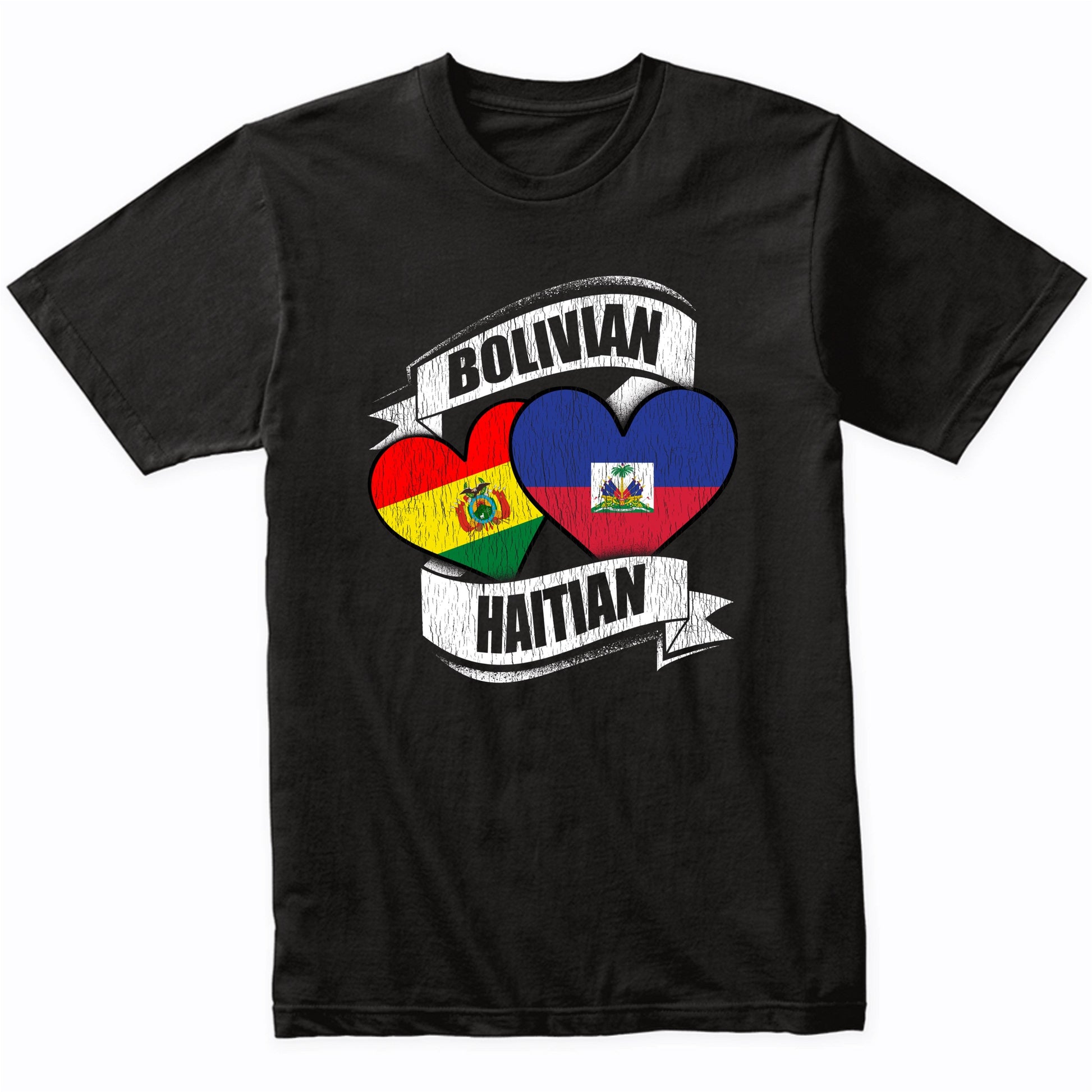 Bolivian Haitian Hearts Bolivia Haiti Flags T-Shirt