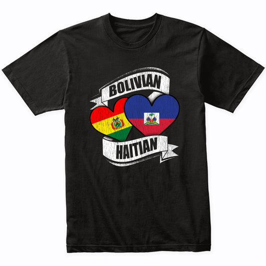 Bolivian Haitian Hearts Bolivia Haiti Flags T-Shirt