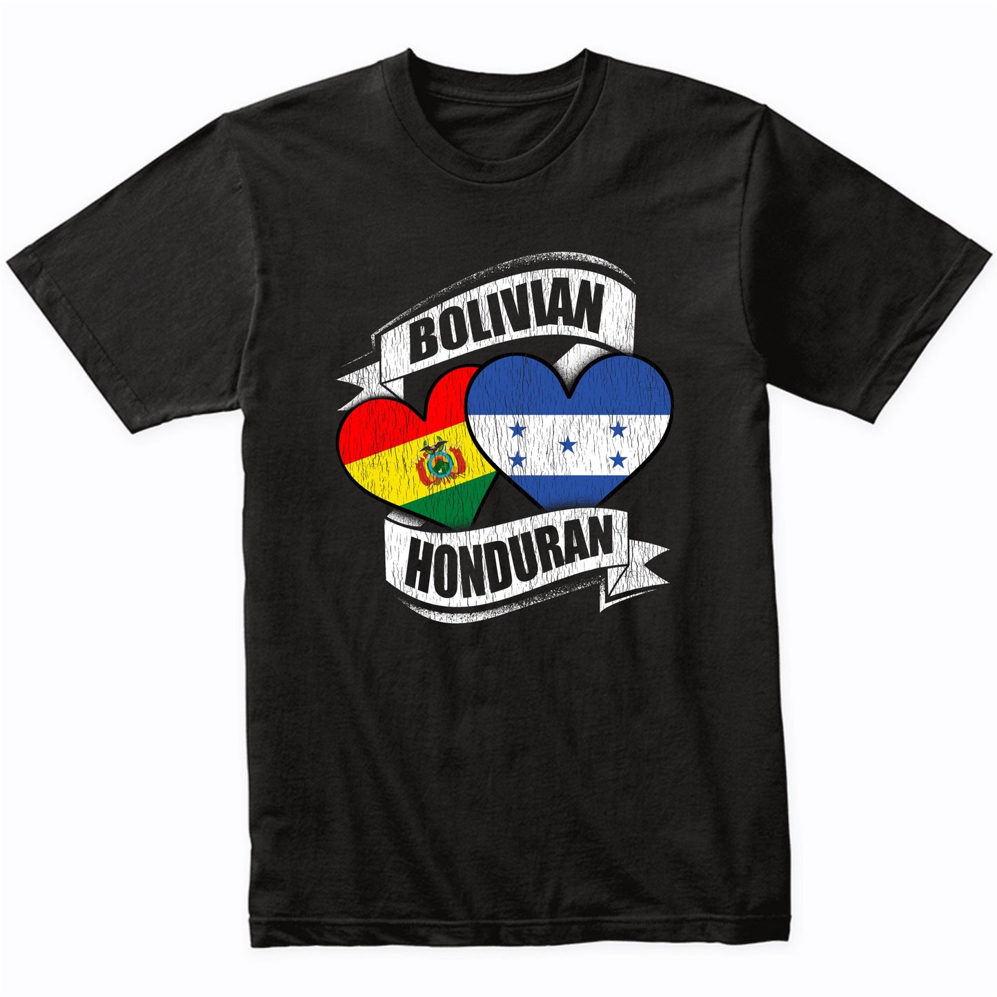 Bolivian Honduran Hearts Bolivia Honduras Flags T-Shirt