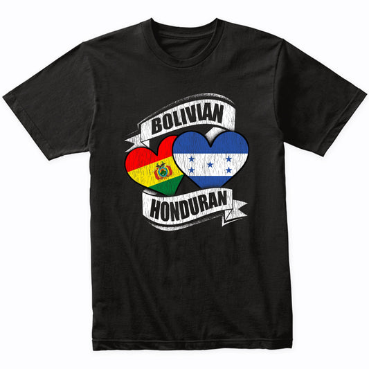 Bolivian Honduran Hearts Bolivia Honduras Flags T-Shirt