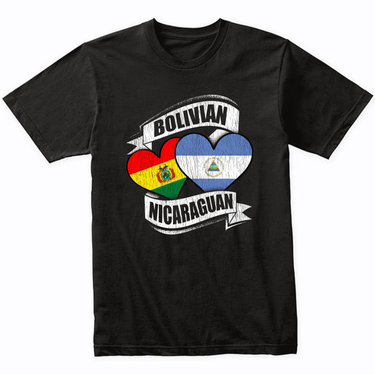 Bolivian Nicaraguan Hearts Bolivia Nicaragua Flags T-Shirt