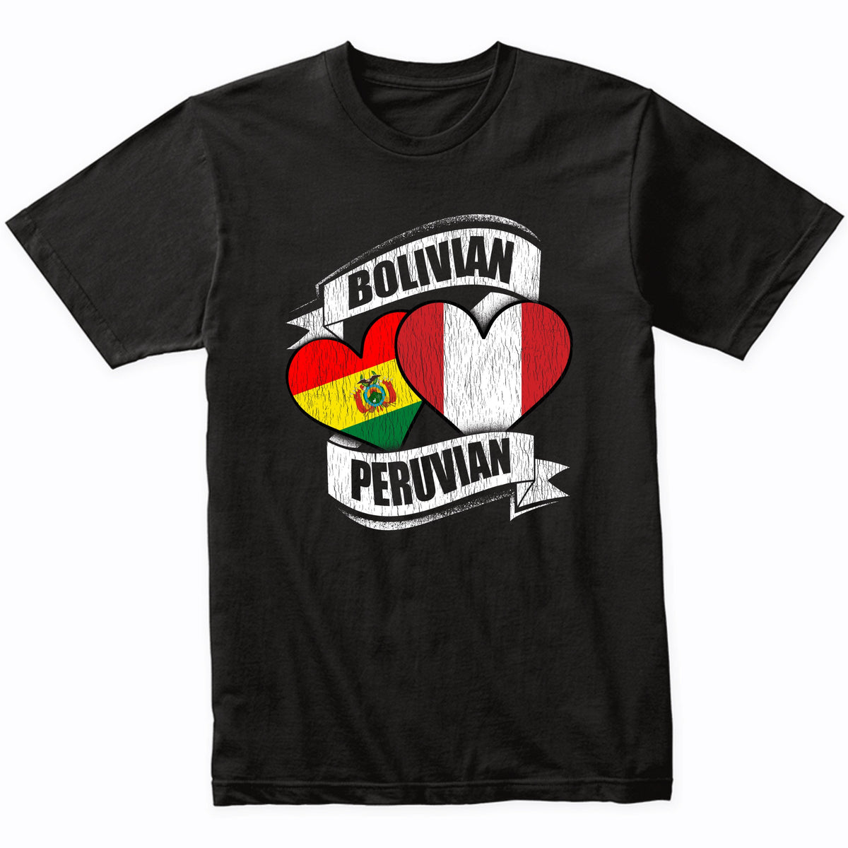Bolivian Peruvian Hearts Bolivia Peru Flags T-Shirt