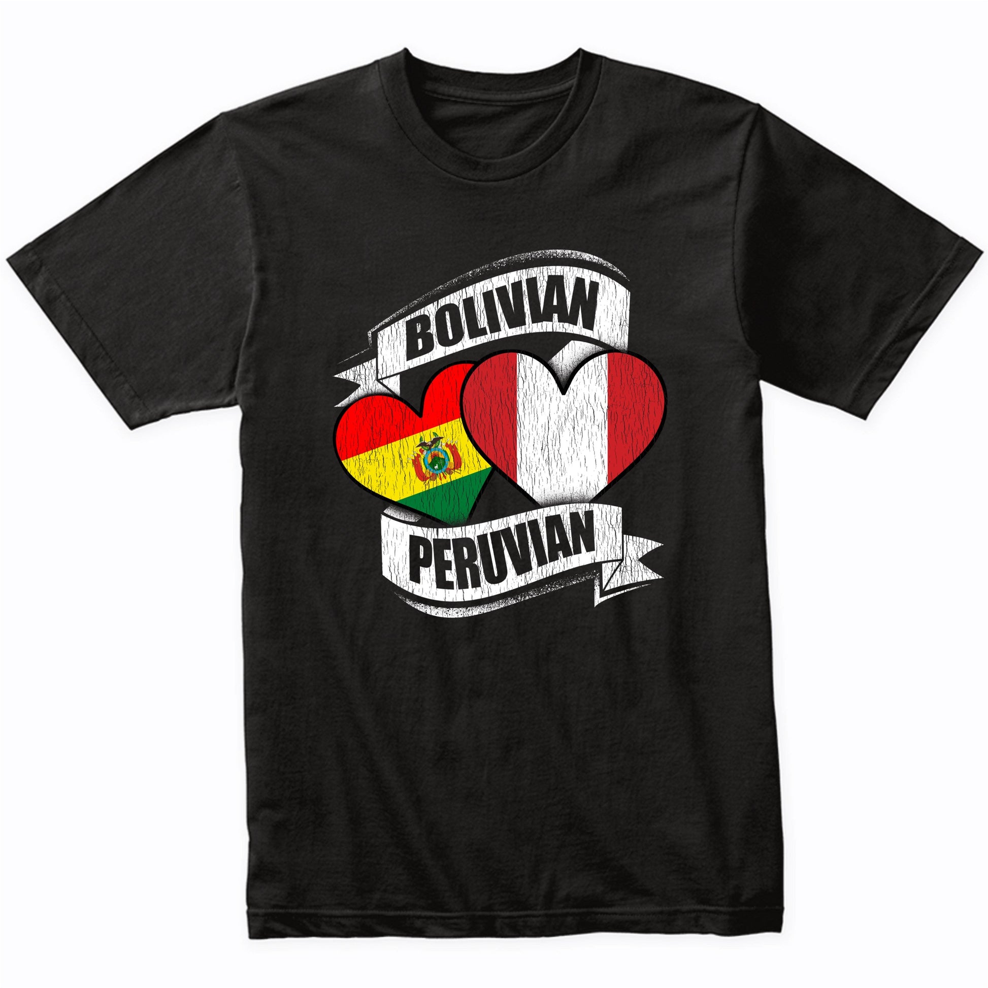 Bolivian Peruvian Hearts Bolivia Peru Flags T-Shirt
