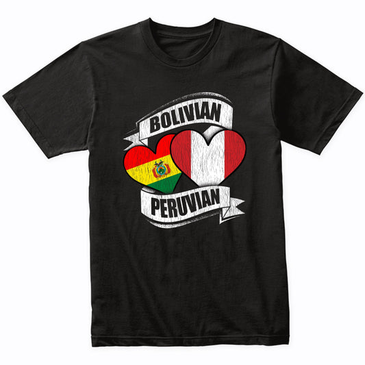 Bolivian Peruvian Hearts Bolivia Peru Flags T-Shirt