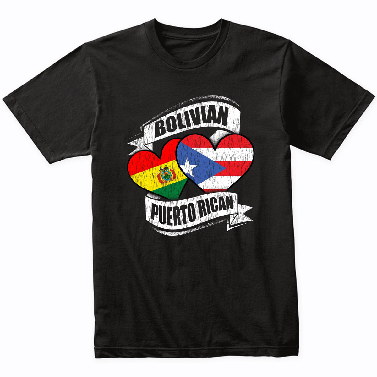 Bolivian Puerto Rican Hearts Bolivia Puerto Rico Flags T-Shirt