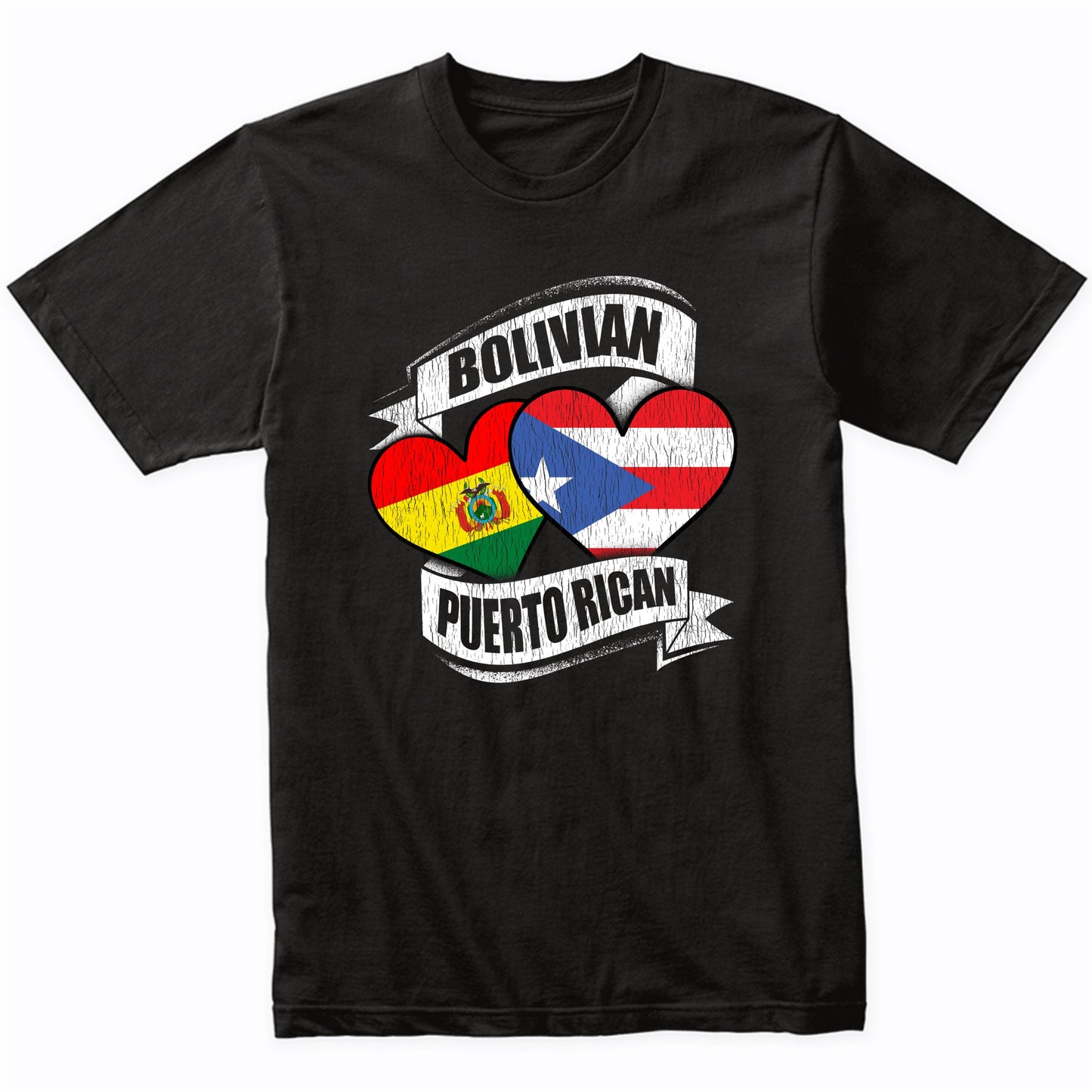 Bolivian Puerto Rican Hearts Bolivia Puerto Rico Flags T-Shirt