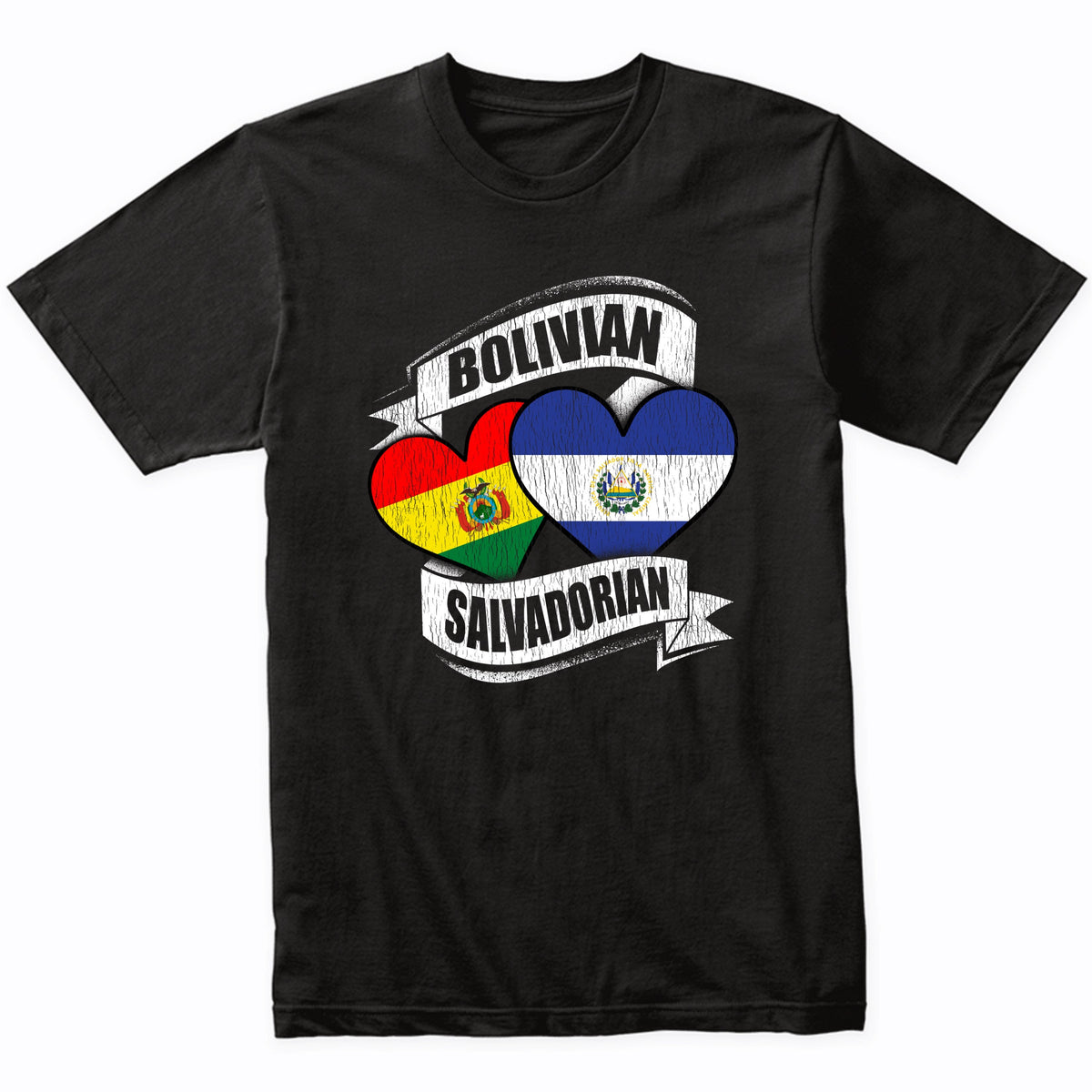 Bolivian Salvadorian Hearts Bolivia El Salvador Flags T-Shirt
