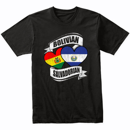Bolivian Salvadorian Hearts Bolivia El Salvador Flags T-Shirt