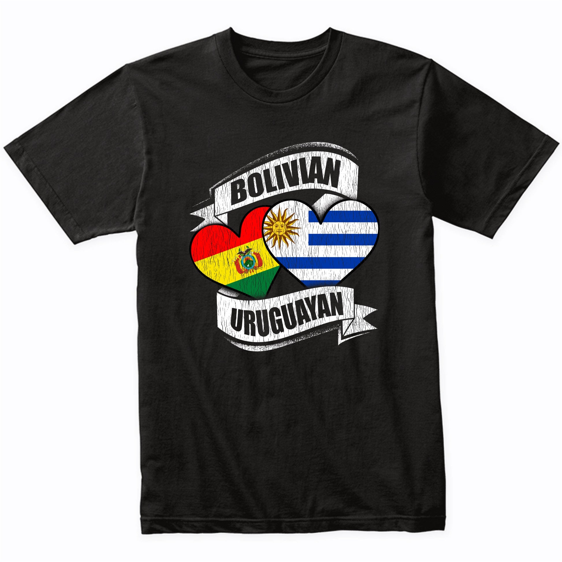 Bolivian Uruguayan Hearts Bolivia Uruguay Flags T-Shirt