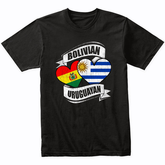 Bolivian Uruguayan Hearts Bolivia Uruguay Flags T-Shirt
