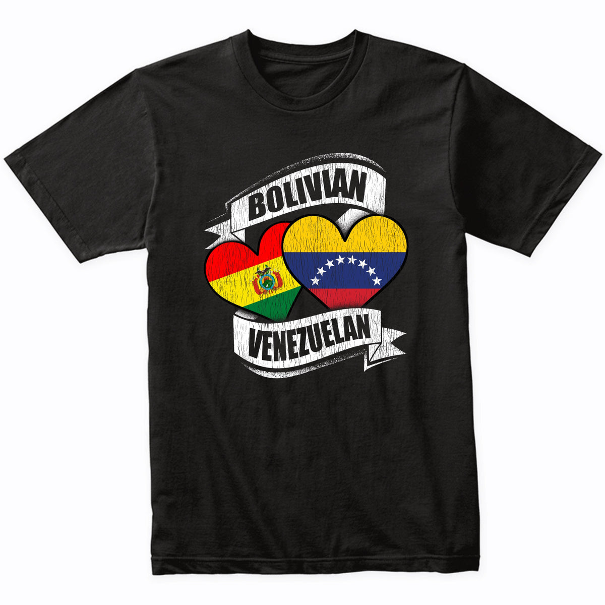 Bolivian Venezuelan Hearts Bolivia Venezuela Flags T-Shirt