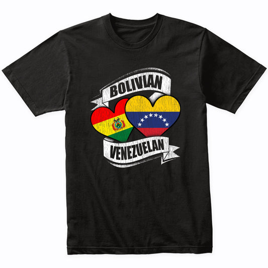 Bolivian Venezuelan Hearts Bolivia Venezuela Flags T-Shirt