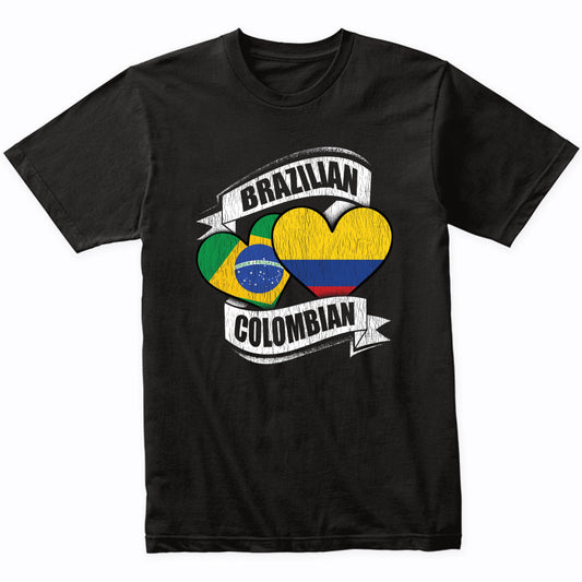 Brazilian Colombian Hearts Brazil Colombia Flags T-Shirt