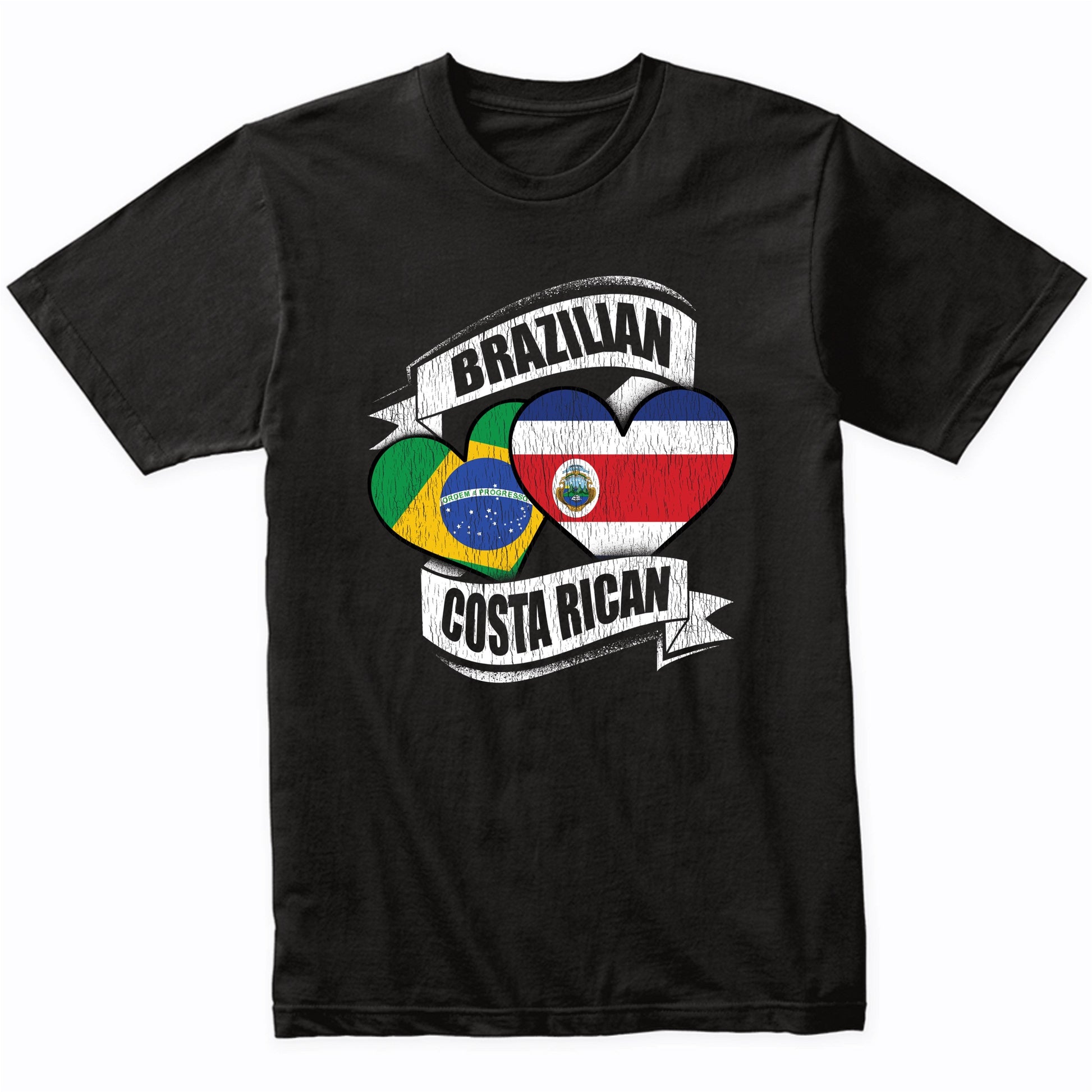 Brazilian Costa Rican Hearts Brazil Costa Rica Flags T-Shirt