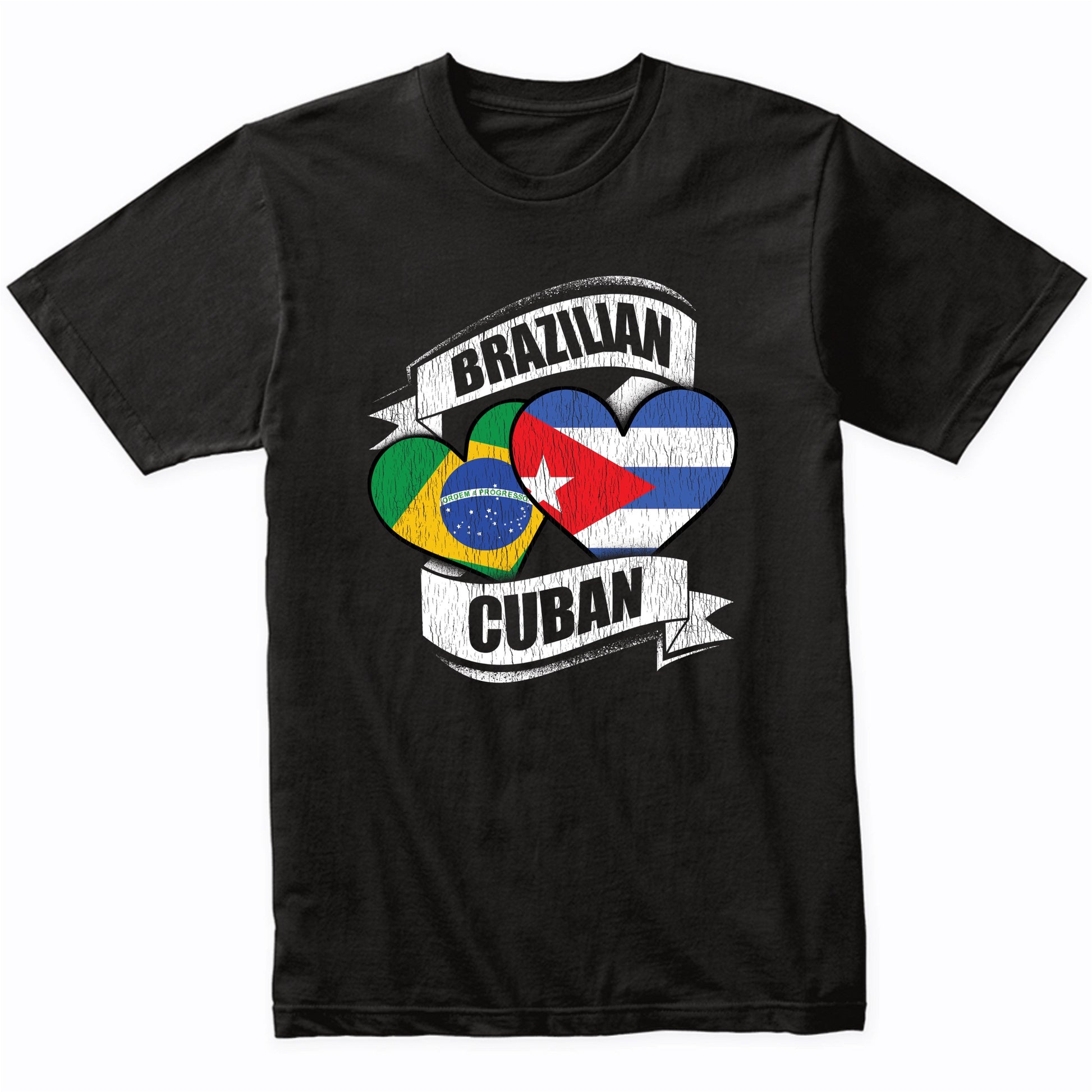 Brazilian Cuban Hearts Brazil Cuba Flags T-Shirt