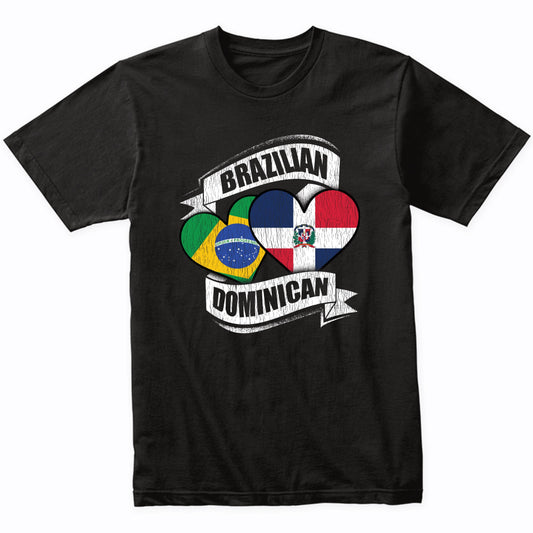 Brazilian Dominican Hearts Brazil Dominican Republic Flags T-Shirt