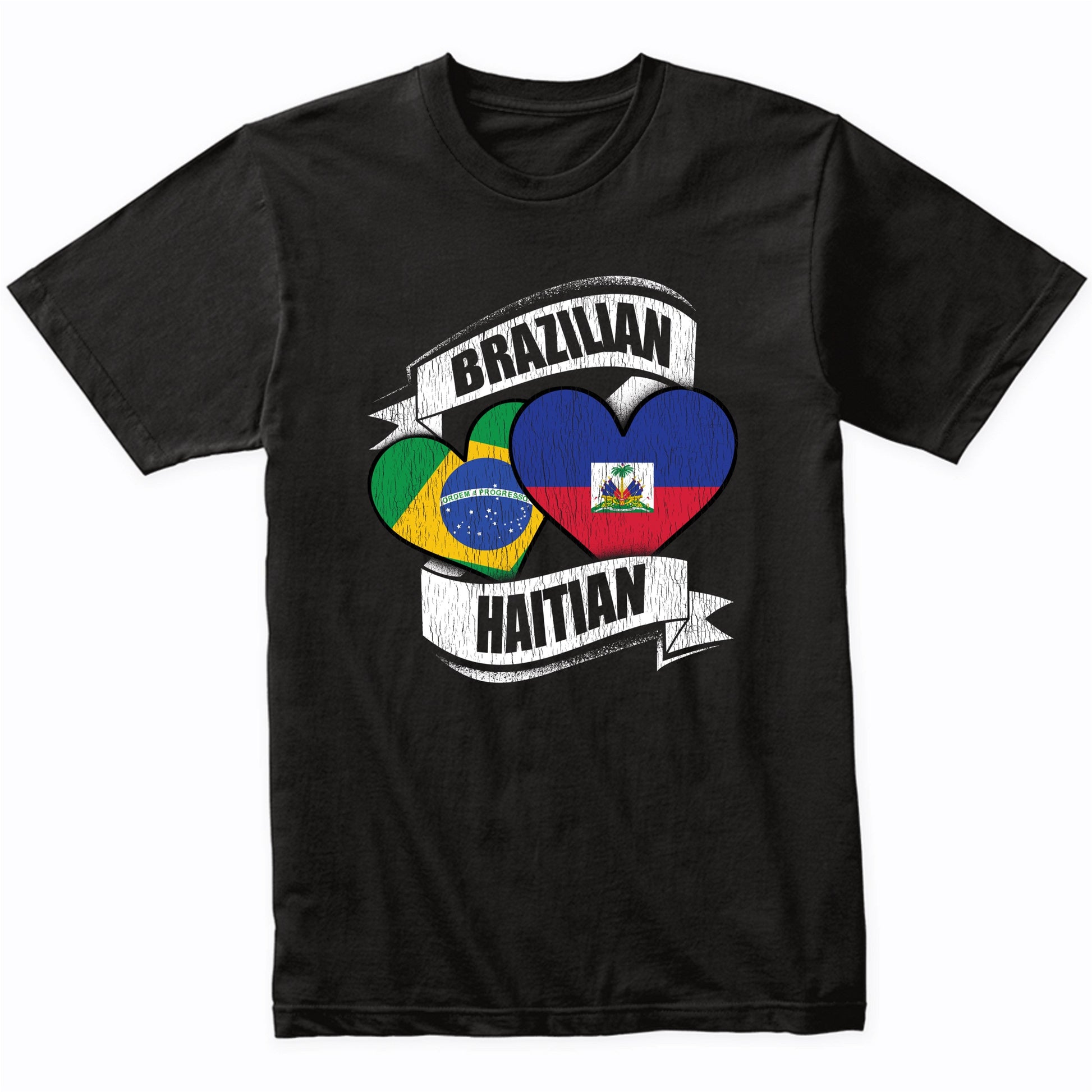 Brazilian Haitian Hearts Brazil Haiti Flags T-Shirt