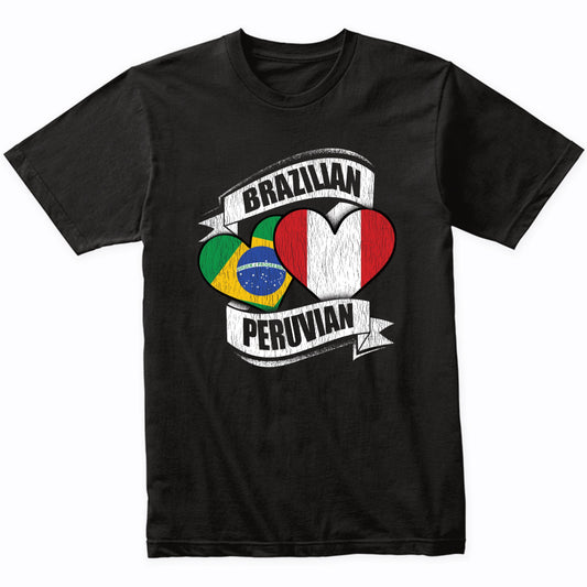 Brazilian Peruvian Hearts Brazil Peru Flags T-Shirt