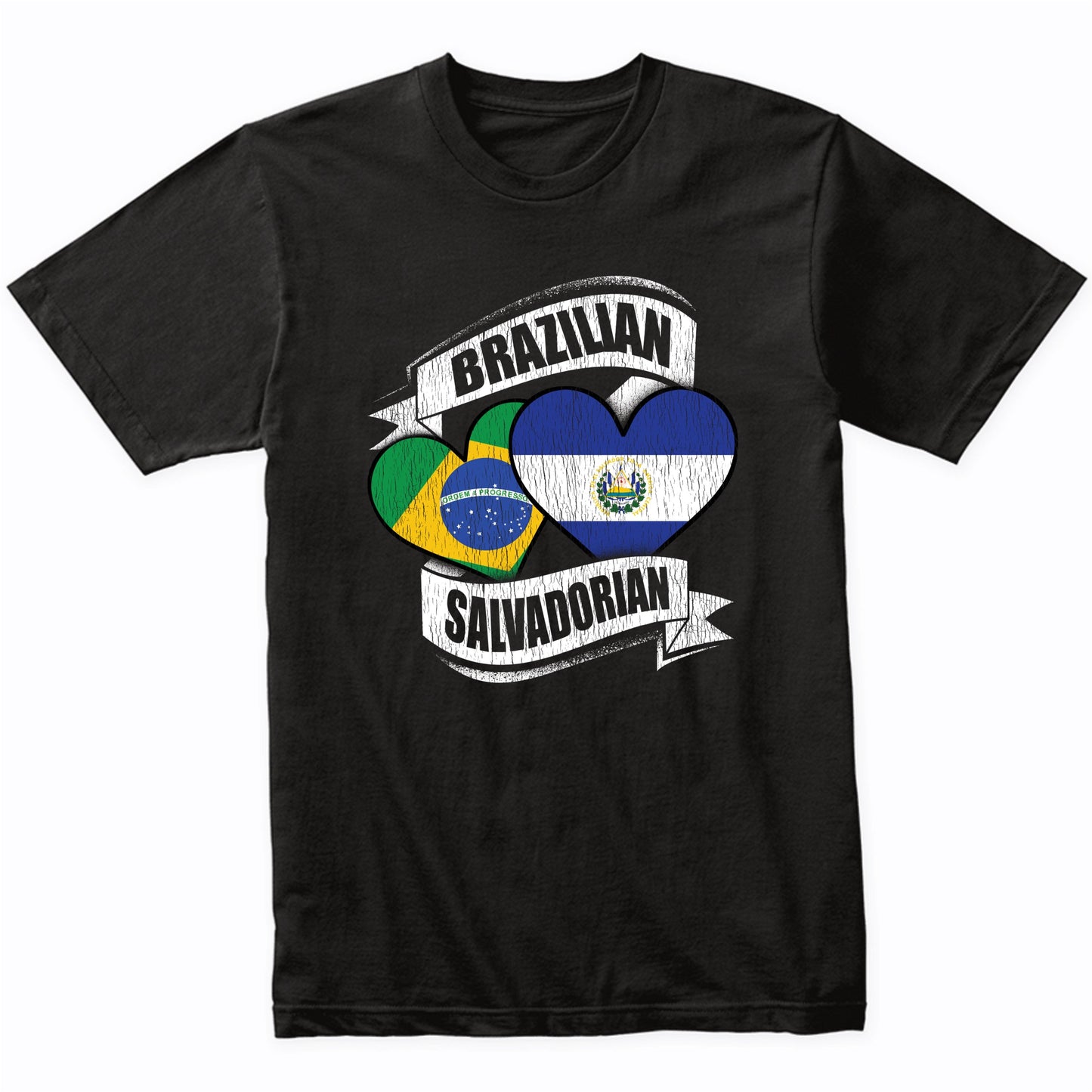 Brazilian Salvadorian Hearts Brazil El Salvador Flags T-Shirt