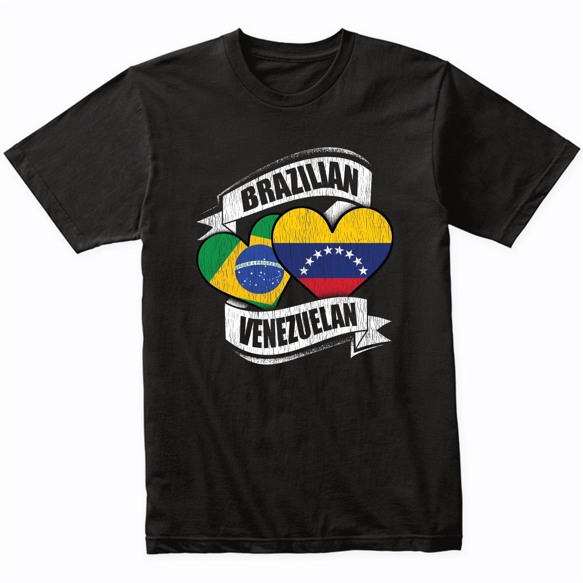 Brazilian Venezuelan Hearts Brazil Venezuela Flags T-Shirt