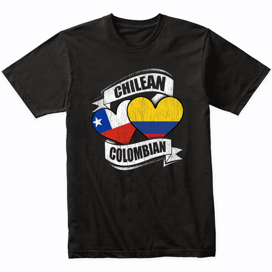 Chilean Colombian Hearts Chile Colombia Flags T-Shirt