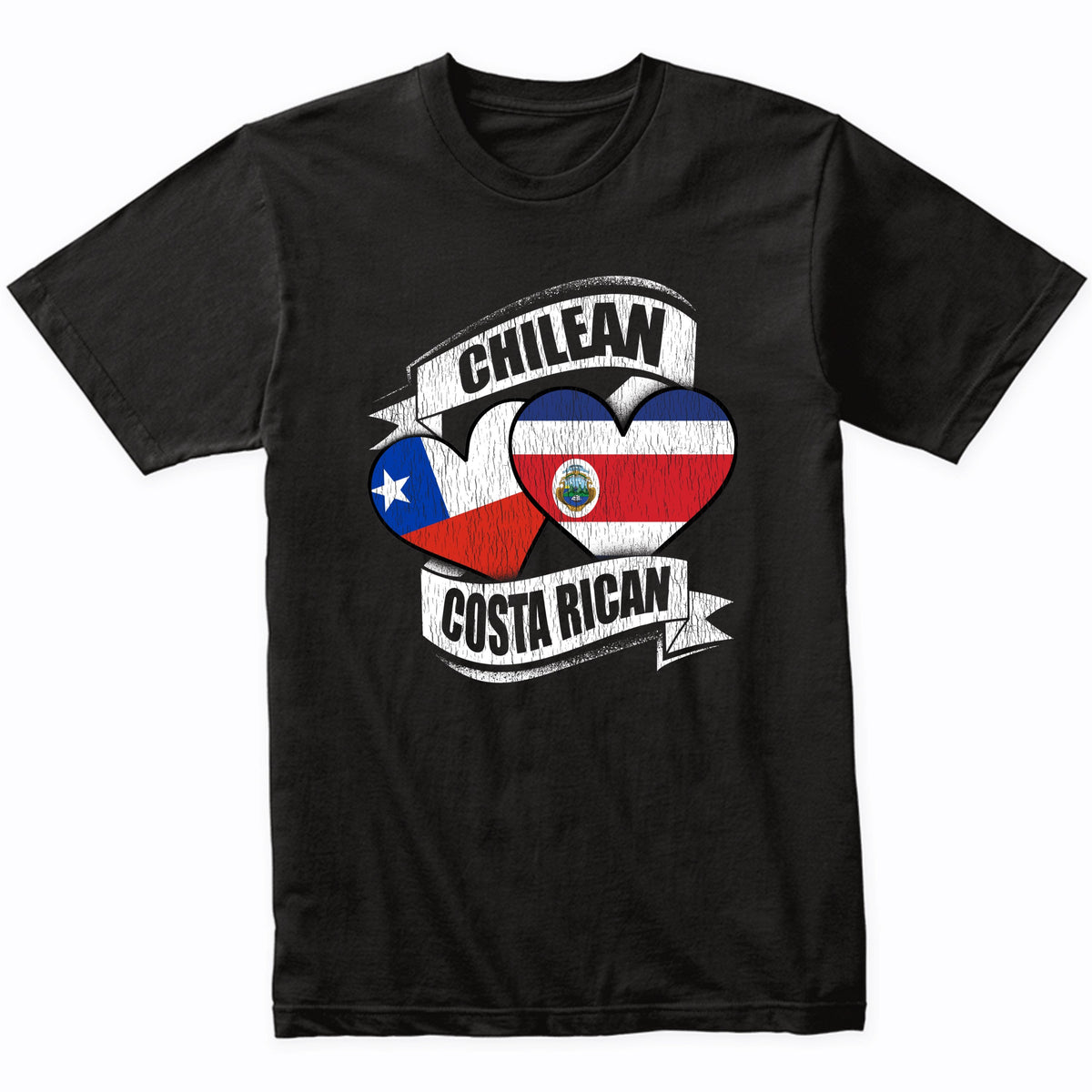 Chilean Costa Rican Hearts Chile Costa Rica Flags T-Shirt