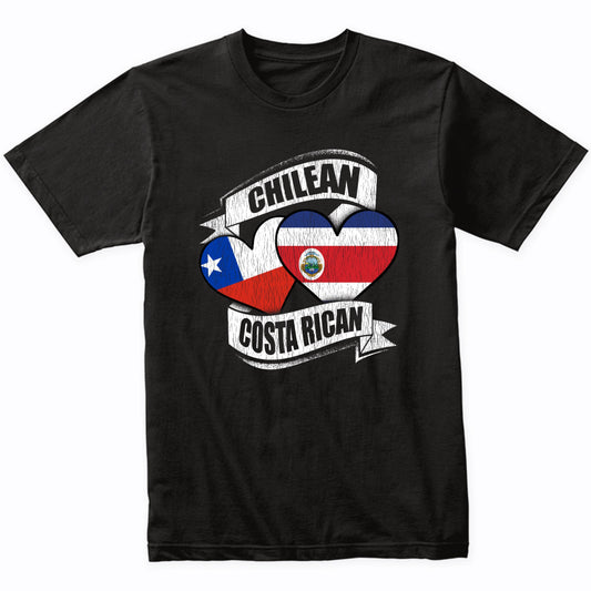 Chilean Costa Rican Hearts Chile Costa Rica Flags T-Shirt