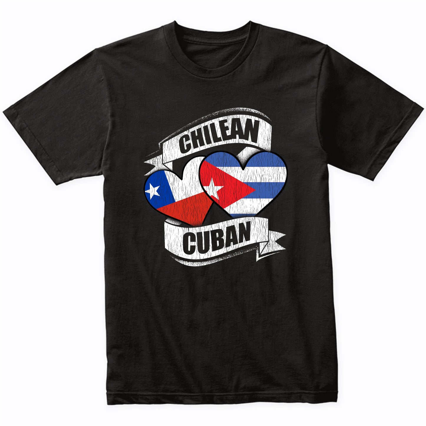 Chilean Cuban Hearts Chile Cuba Flags T-Shirt