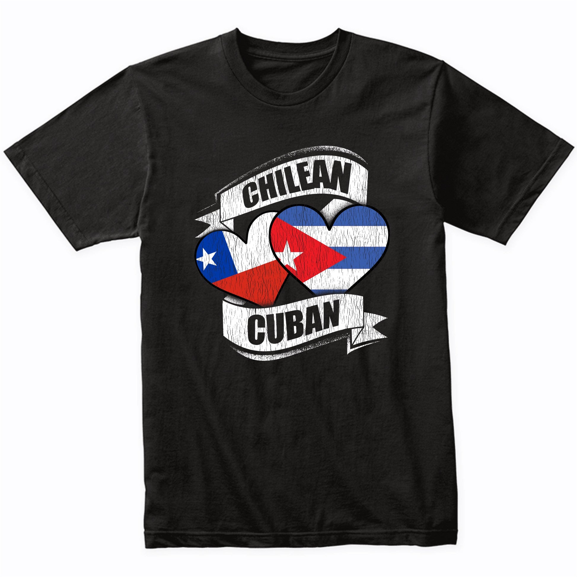 Chilean Cuban Hearts Chile Cuba Flags T-Shirt