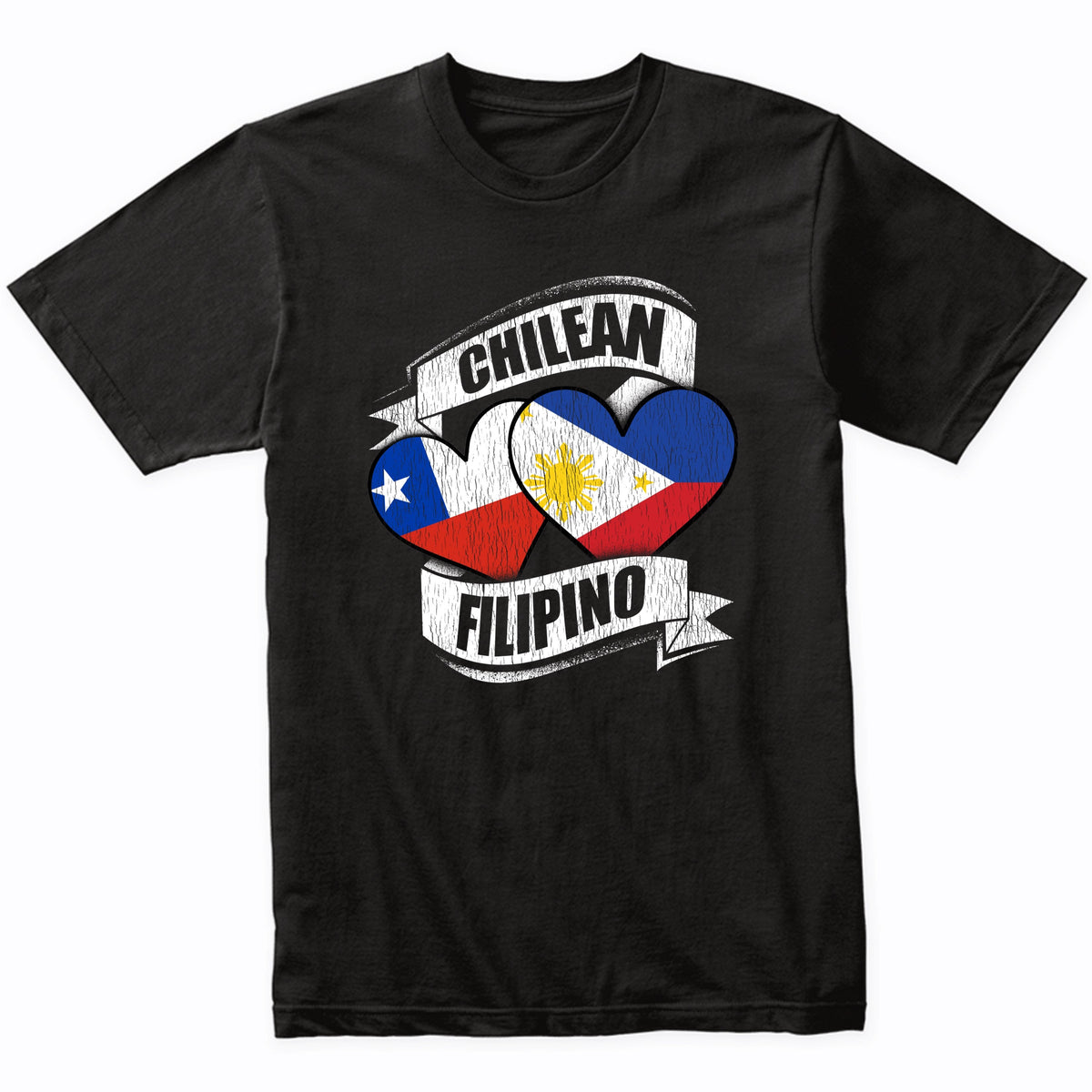 Chilean Filipino Hearts Chile Philippines Flags T-Shirt