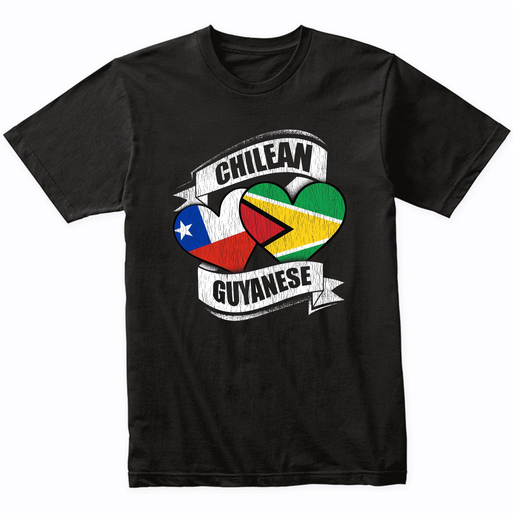 Chilean Guyanese Hearts Chile Guyana Flags T-Shirt